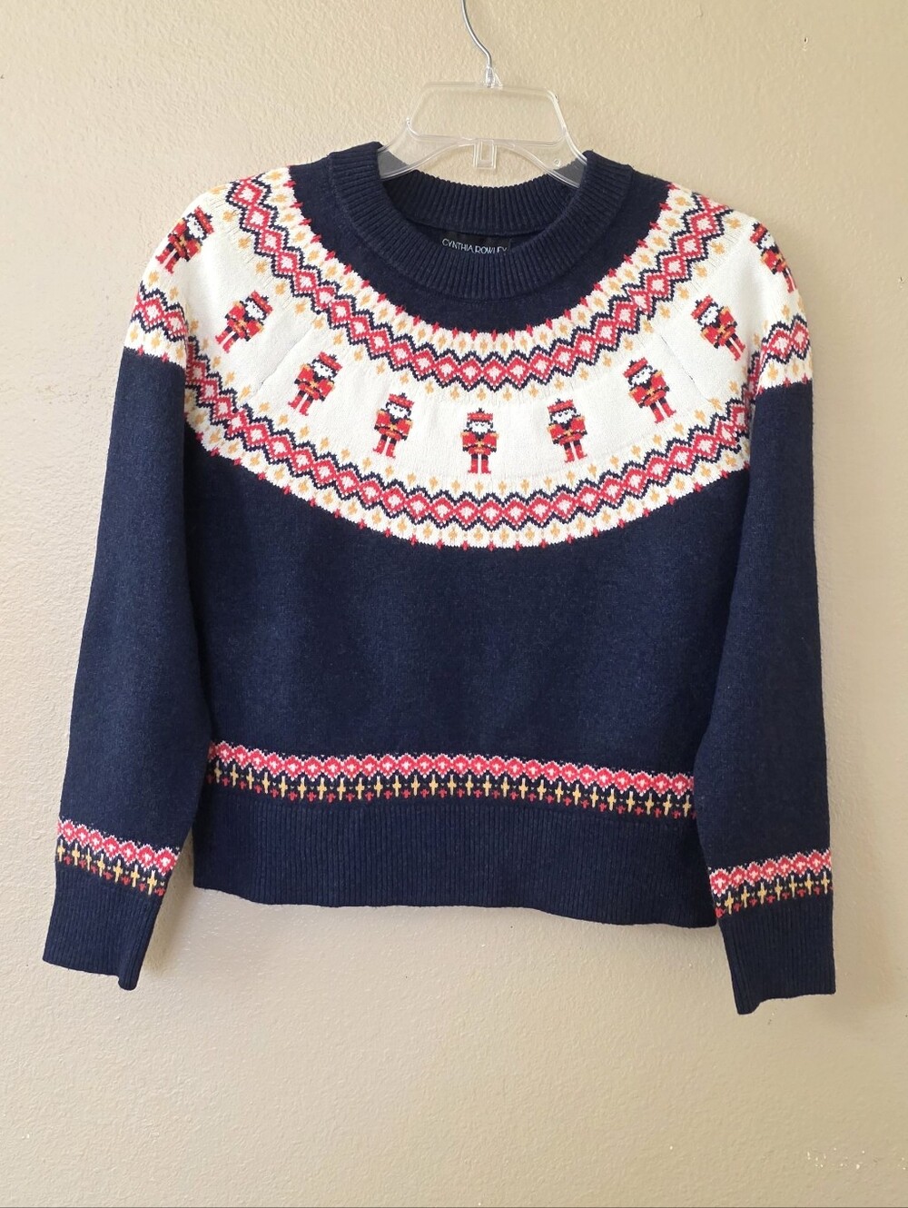 Cynthia Rowley Womens Fair Isle Nutcracker Knit Sweater - Size Small